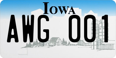 IA license plate AWG001