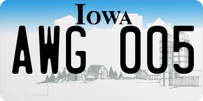 IA license plate AWG005