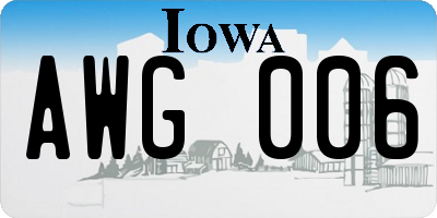 IA license plate AWG006