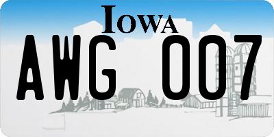 IA license plate AWG007