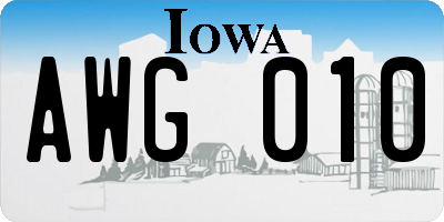 IA license plate AWG010