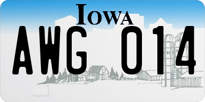IA license plate AWG014