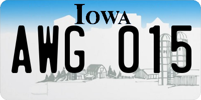 IA license plate AWG015