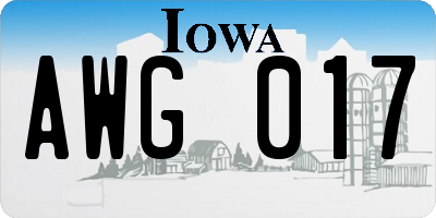 IA license plate AWG017