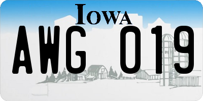 IA license plate AWG019