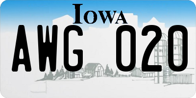 IA license plate AWG020
