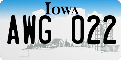 IA license plate AWG022