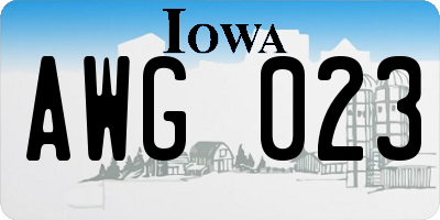IA license plate AWG023