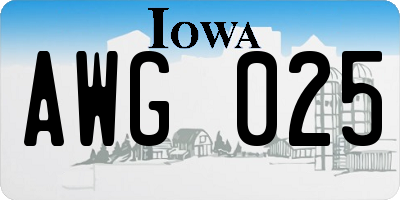 IA license plate AWG025