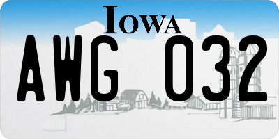 IA license plate AWG032