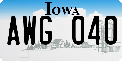IA license plate AWG040