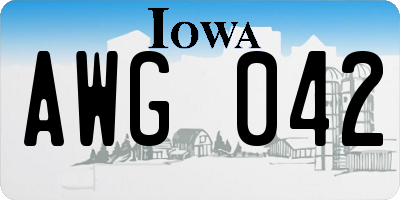 IA license plate AWG042