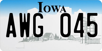 IA license plate AWG045