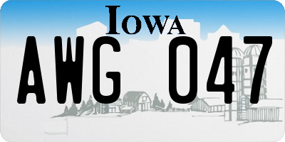 IA license plate AWG047