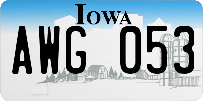 IA license plate AWG053