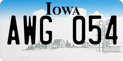 IA license plate AWG054