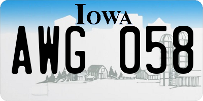 IA license plate AWG058