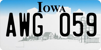 IA license plate AWG059