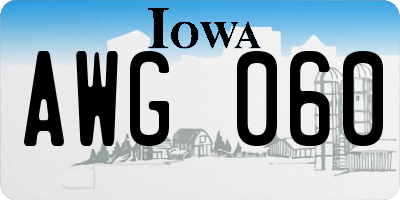 IA license plate AWG060