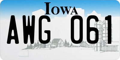 IA license plate AWG061