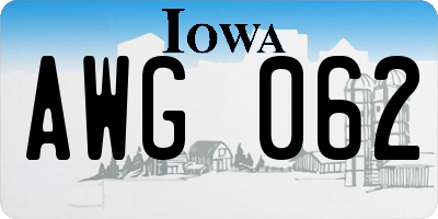 IA license plate AWG062