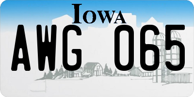 IA license plate AWG065
