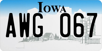 IA license plate AWG067