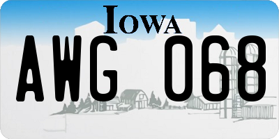 IA license plate AWG068