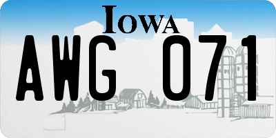 IA license plate AWG071
