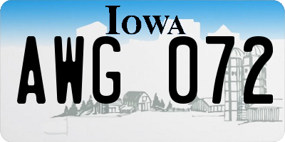 IA license plate AWG072