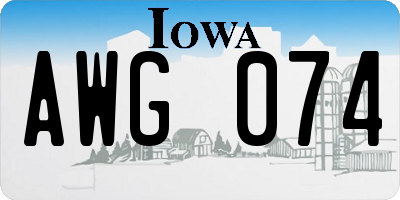 IA license plate AWG074