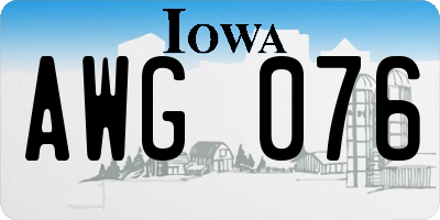 IA license plate AWG076