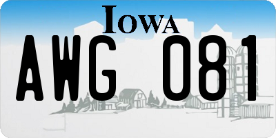 IA license plate AWG081