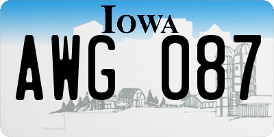 IA license plate AWG087