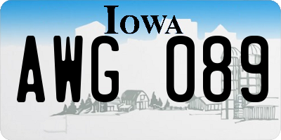 IA license plate AWG089