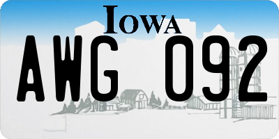 IA license plate AWG092