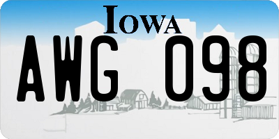 IA license plate AWG098