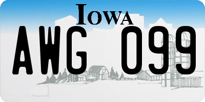 IA license plate AWG099