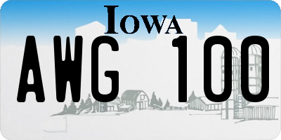 IA license plate AWG100