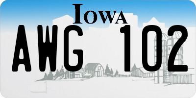 IA license plate AWG102