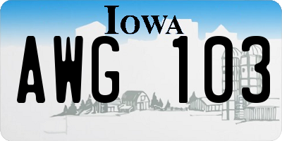 IA license plate AWG103