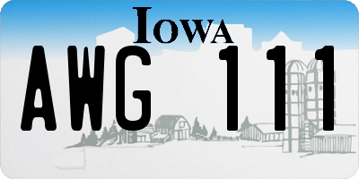 IA license plate AWG111