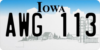 IA license plate AWG113
