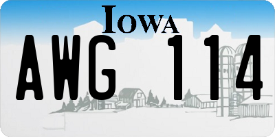 IA license plate AWG114
