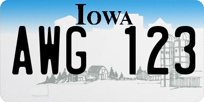 IA license plate AWG123