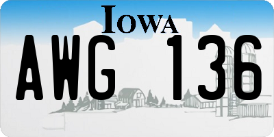 IA license plate AWG136