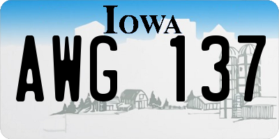 IA license plate AWG137