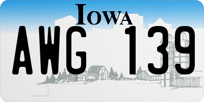 IA license plate AWG139