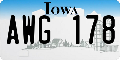 IA license plate AWG178