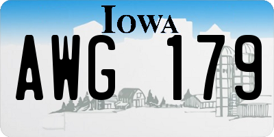IA license plate AWG179